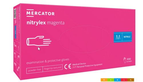 nitrylex magenta 100 szt. rękawice diagnostyczne, nitrylowe, bezpudrowe, różowe XL